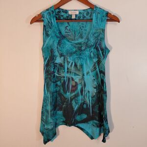 Teal Otherworldly Abstract Asymmetrical Top S Fairy Goth Whimsigoth Dark Fantasy